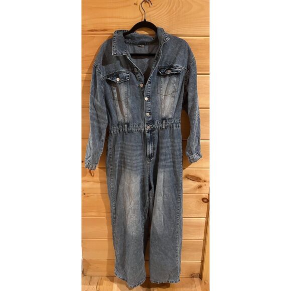 Wide Leg Jean Jumpsuit/Romper - Picture 1 of 3